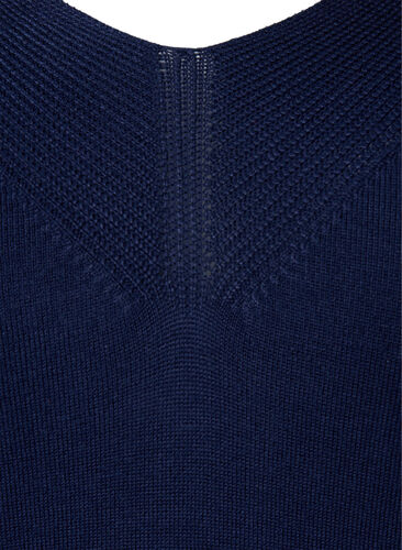 Gebreide blouse van viscose met v-hals, Navy Blazer, Packshot image number 2