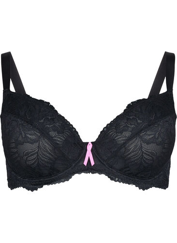 Support the breasts  - kanten beha met beugel, Black, Packshot image number 0
