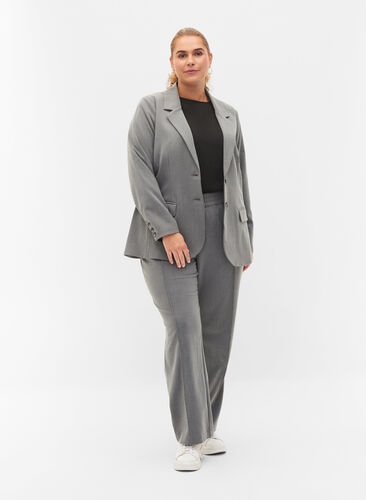 Eenvoudige blazer met zakken, Medium Grey Melange, Model image number 3