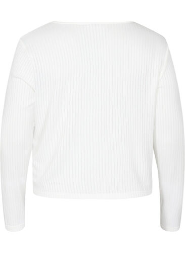 Geribbeld vest met trekkoord, White, Packshot image number 1