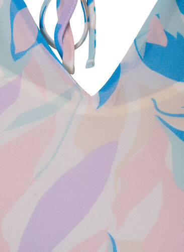 Tuniek met bloemenprint en lurex, White/Pastel Leaf, Packshot image number 2